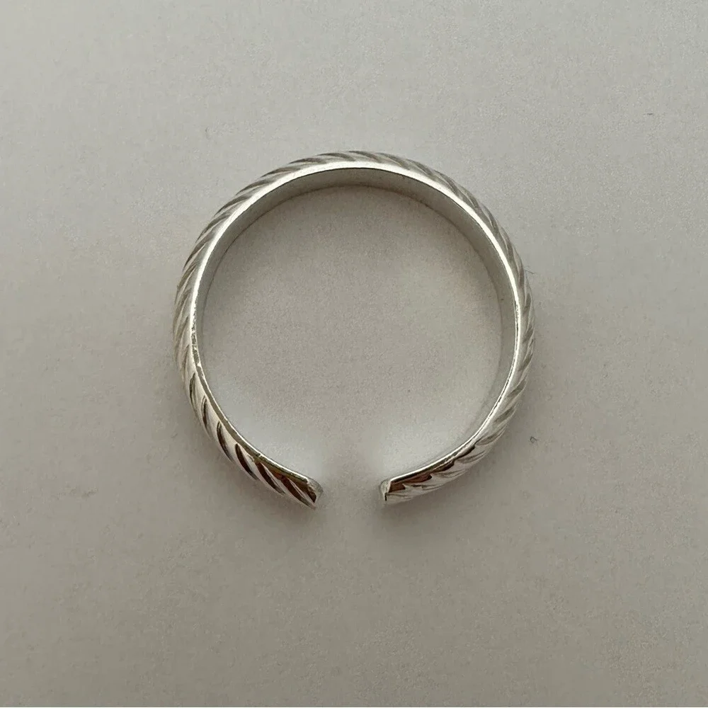 Men’s Sterling Silver Twisted Open Cuff Ring Cigar Band Ring Twist Pattern